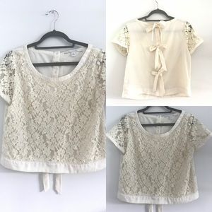 Lauren Conrad white cream lace top